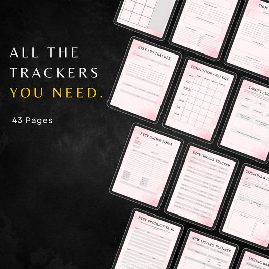 Etsy Shop Planner PLR MRR, Social Media Planner, Daily Planner, Canva Templates, PLR Digital Planners, Goal Tracker, Order Forms