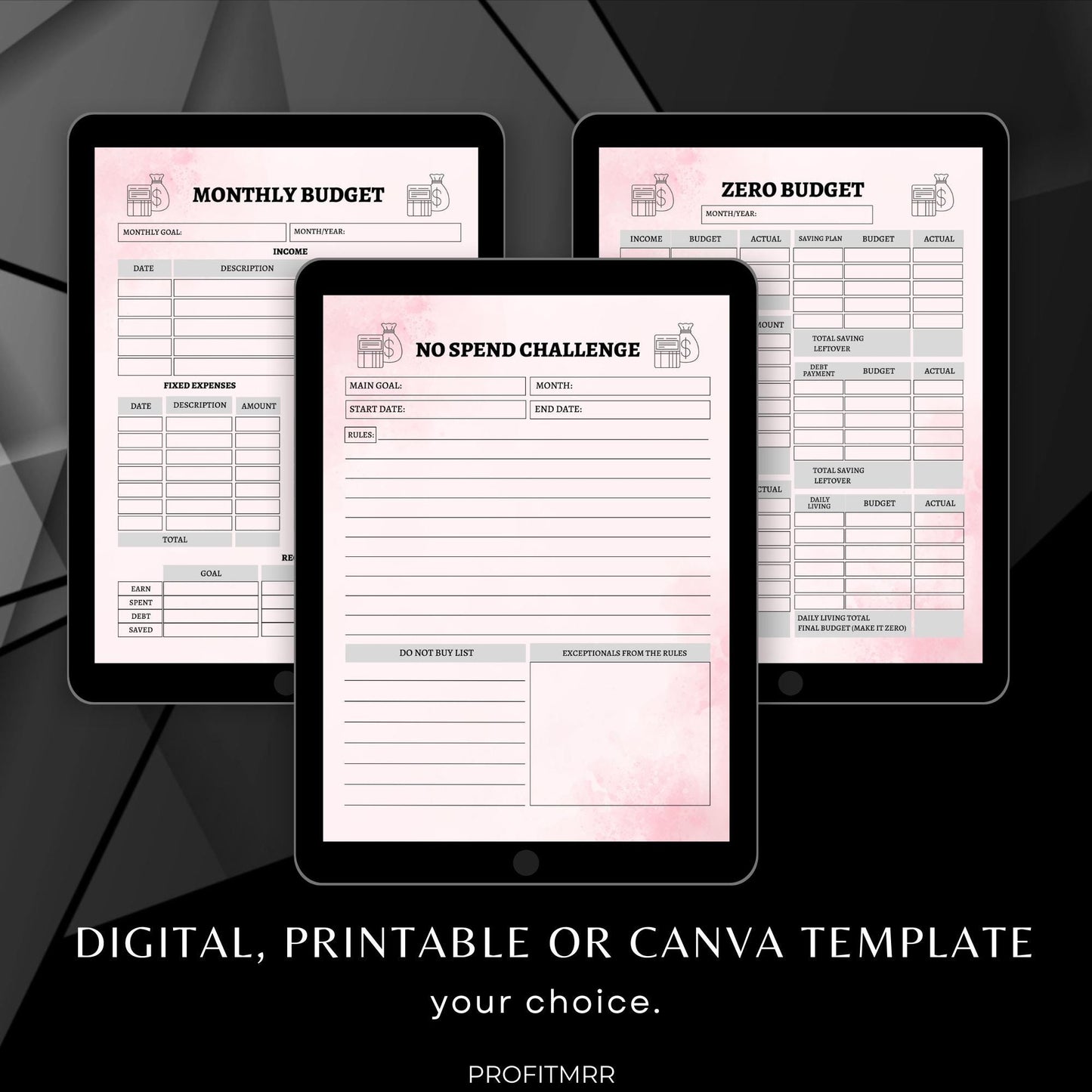 Budget Planner PLR MRR, Canva Template, Monthly & Yearly Budget, Digital Planner, Savings Tracker, Goal Tracker, Finance PLR Templates