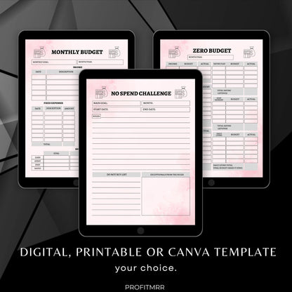 Budget Planner PLR MRR, Canva Template, Monthly & Yearly Budget, Digital Planner, Savings Tracker, Goal Tracker, Finance PLR Templates