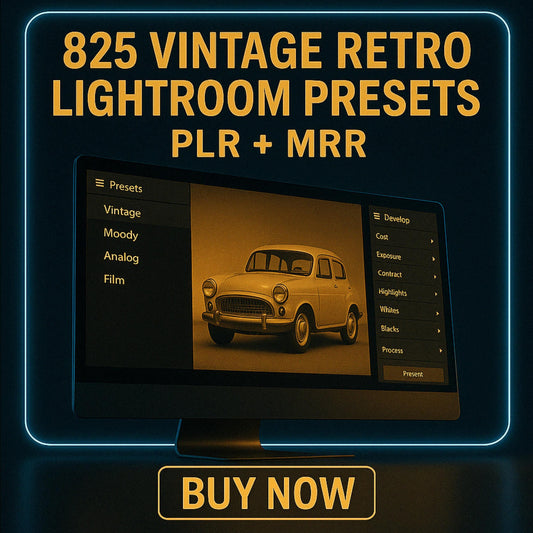 825 Retro Vintage Lightroom Presets Bundle PLR MRR | Film, VSCO Aesthetic Presets | Photographer’s Kit & Tools | Resell Rights, Plr products