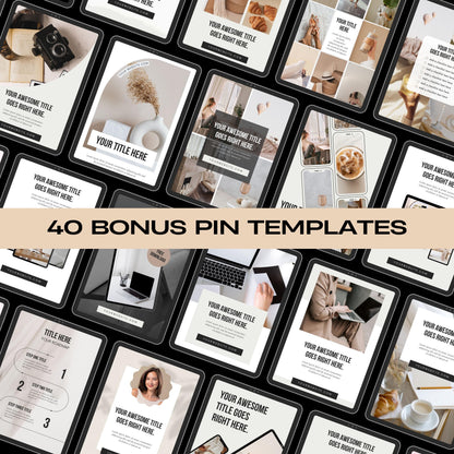 Pinterest Marketing eBook + 40 Pin Templates: PLR MRR Canva (Digital Download