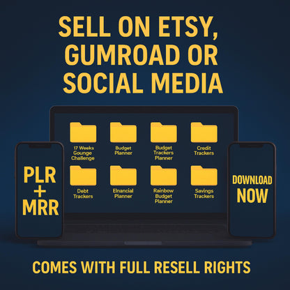 8 Financial Planners PLR MRR | Budget, Debt Savings Trackers | Monthly & Yearly Budget Planners | Editable Digital Finance Templates