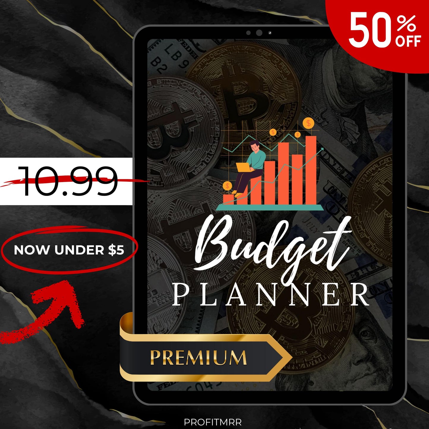 Budget Planner with PLR & MRR, Canva Templates, Money Management Tools, Digital Budget Planner, PLR Budget Trackers, Plr Planners Product