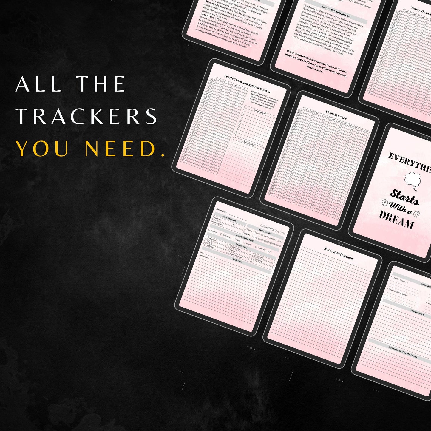 Premium Dream Journal with PLR & MRR, Canva Templates, Self Care Journal, Habit Tracker, Daily Gratitude, Digital Planners, Dream Tracking