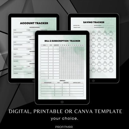 Financial Planner with PLR & MRR, Canva Templates, Money Management Tools, Savings Tracker Plr, PLR Budget Trackers, Plr Planners Product