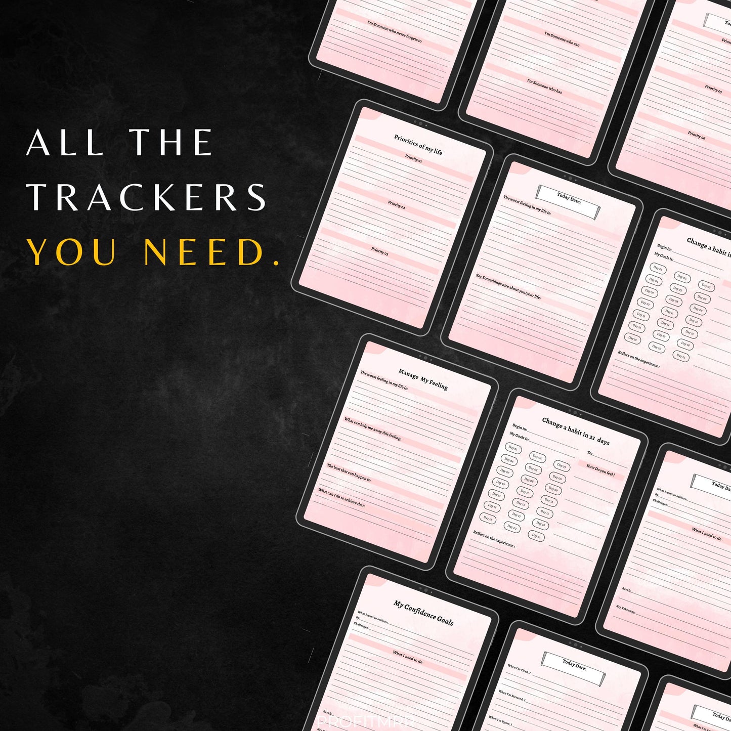 Gratitude Journal with PLR & MRR, Canva Templates, Self Care Journal, Habit Tracker, Daily Gratitude, Digital Planners, Plr Planners Product