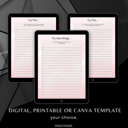 Calming Your Mind Journal with PLR & MRR, Canva Templates, Self Care Journal, Habit Tracker, Daily Gratitude, Digital Planners, Plr Planners