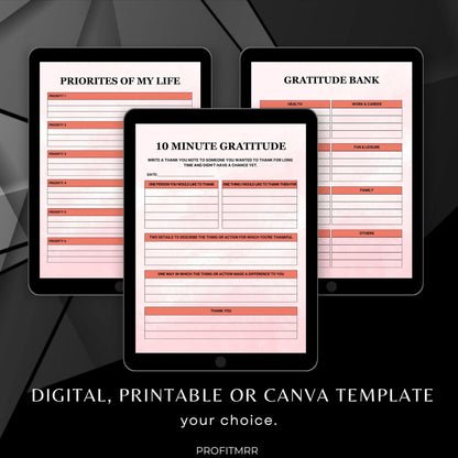 Gratitude Journal 2025 PLR & MRR, Canva Templates, Self Care Journal, Habit Tracker, Daily Gratitude, Digital Planners, Plr Planners Product