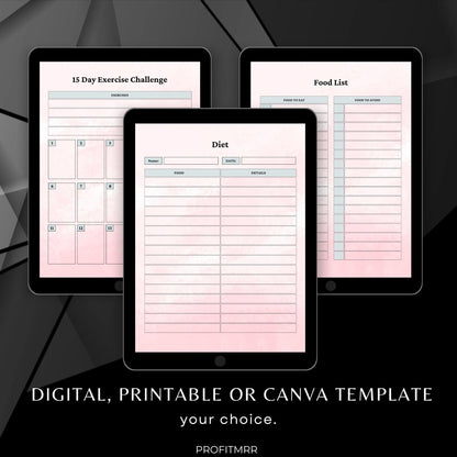 2025 Medical Planner PLR & MRR, Canva Templates, Plr Planners, Habit Tracker, Diet Tracker, Grocery List, Meal Supplements Planner,Printable