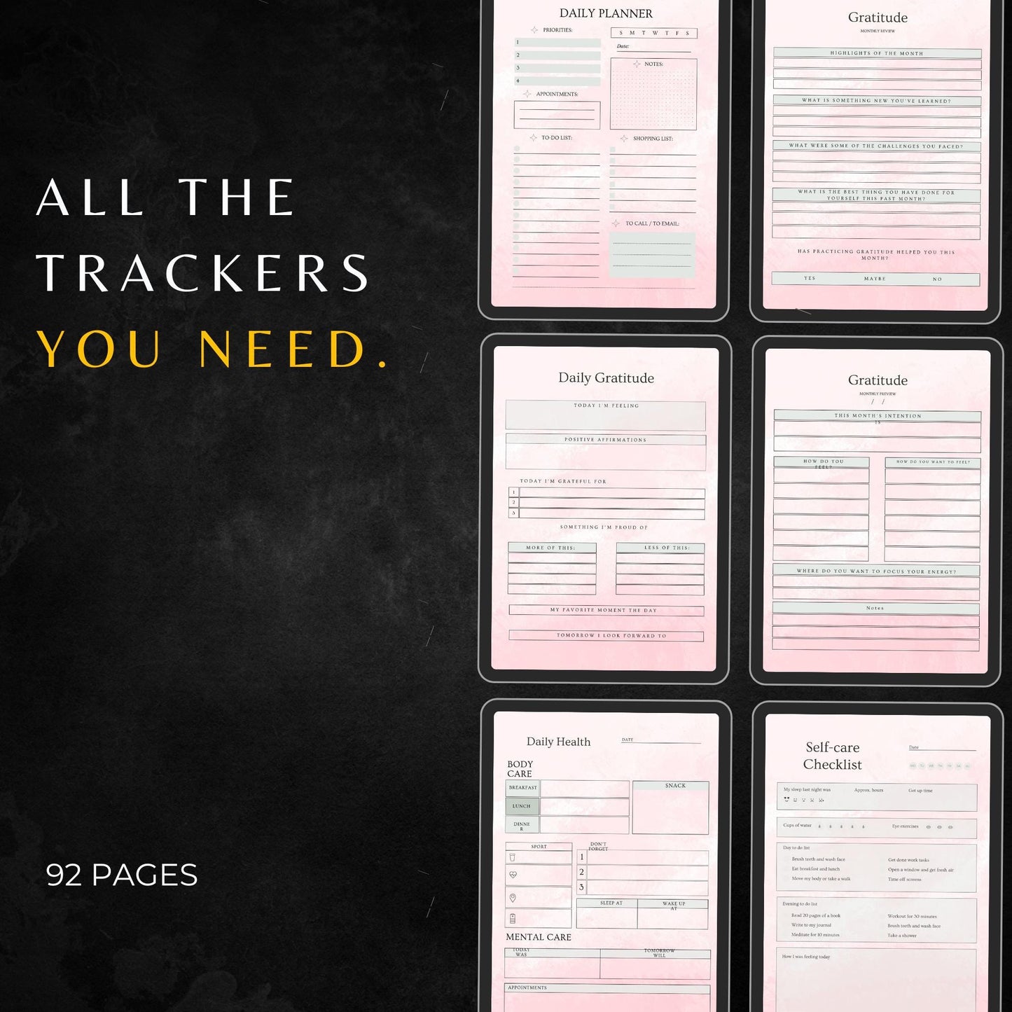 Mental Health Self Care Planner 2025 PLR & MRR, Canva Templates, Self Care Journal, Habit Tracker, Daily Gratitude, Digital Plr Planners