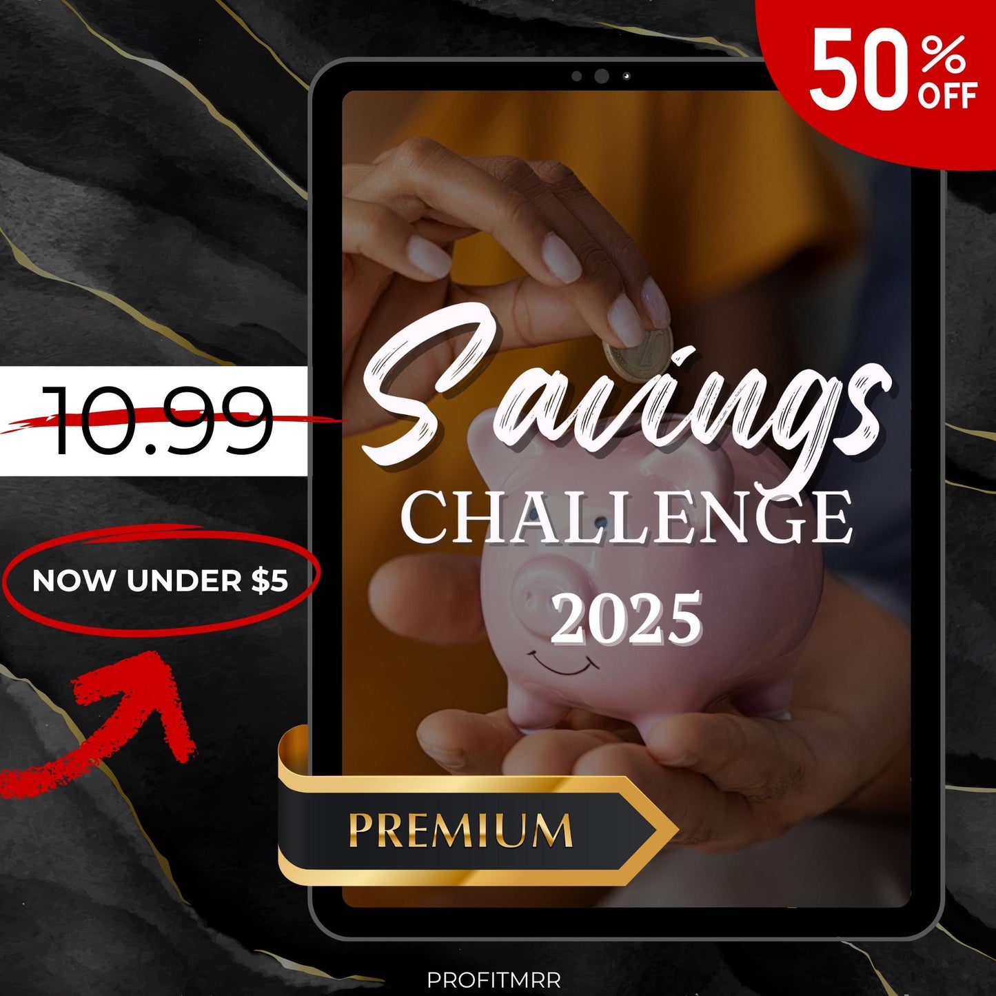 Savings Challenge 2025 PLR & MRR, Canva Templates, Habit Tracker, Plr Planners, Savings Planner, Savings Tracker, Financial Budget Tracker