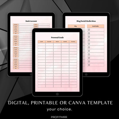 2025 Boss Girl Planner Canva Template: PLR & MRR Digital Journal