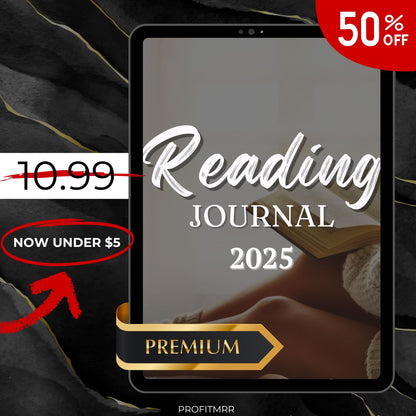 Reading Journal 2025 | Digital Printable Planner | PLR & MRR Canva Templates Bundle