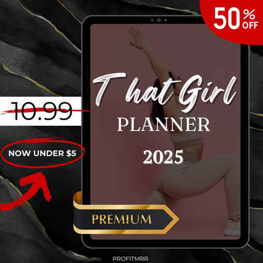 2025 That Girl Planner PLR MRR: Digital Productivity Templates (Canva Editable, Resell Rights Included)