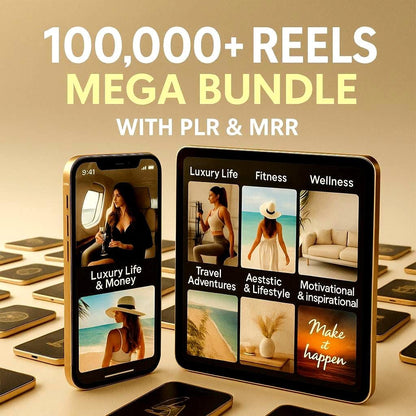 100,000 Editable Instagram Reels Templates with PLR MRR | Viral Faceless Reels for Motivation, Fitness, Melanin, Rich Girl & Luxury
