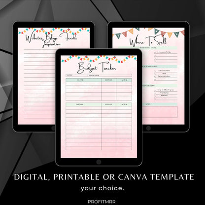 2025 Craft Business Planner PLR & MRR, Canva Templates, Plr Planners, Income Tracker, Orders Tracker, Budget Tracker, Monthly Sales Tracker
