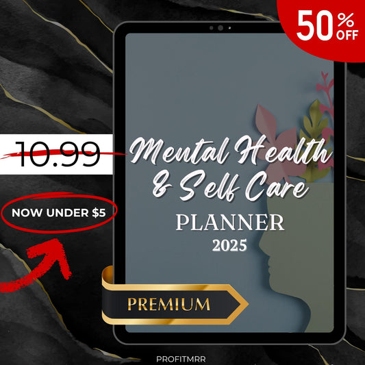 Mental Health Self Care Planner 2025 PLR & MRR, Canva Templates, Self Care Journal, Habit Tracker, Daily Gratitude, Digital Plr Planners