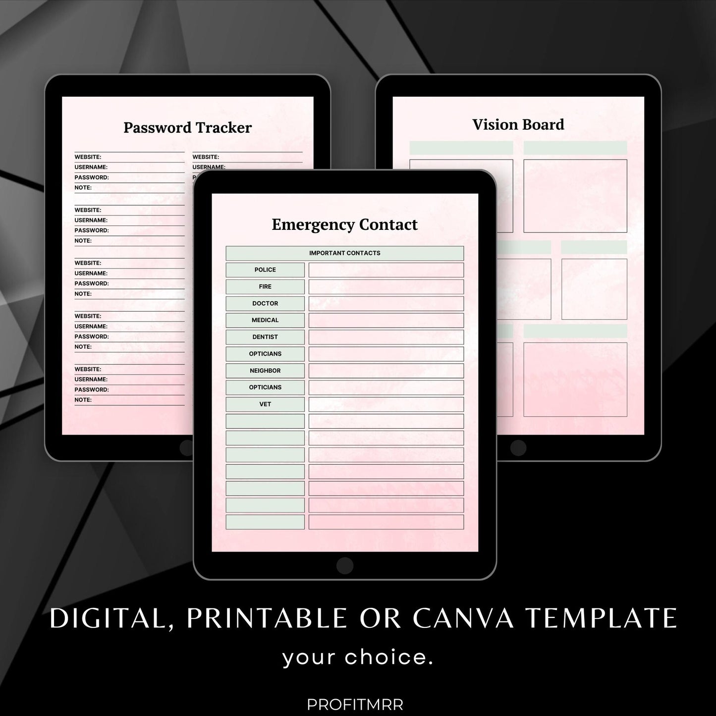 2025 Planner PLR MRR, Canva Templates, Weekly Planner,Monthly Planner, Plr Planners, Vision Board,Password Tracker,To do List,Yearly Planner