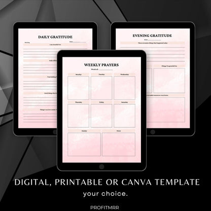 2025 Prayer Journal PLR & MRR, Canva Templates, Self Care Journal, Habit Tracker, Daily Gratitude, Daily Prayer Journal, Devotional Planner