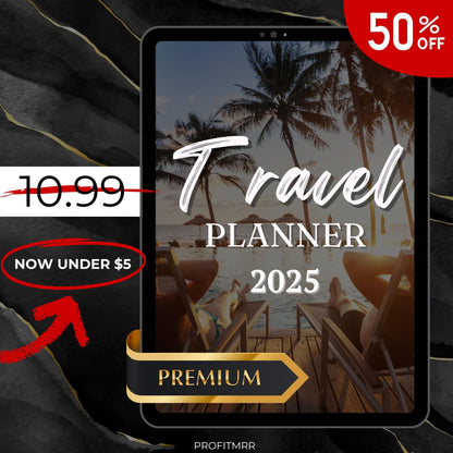 Travel Planner 2025 PLR & MRR, Canva Templates, Activity Planner, Expense Tracker, Budget Tracker, Plr Planners, Monthly Planner Digital plr