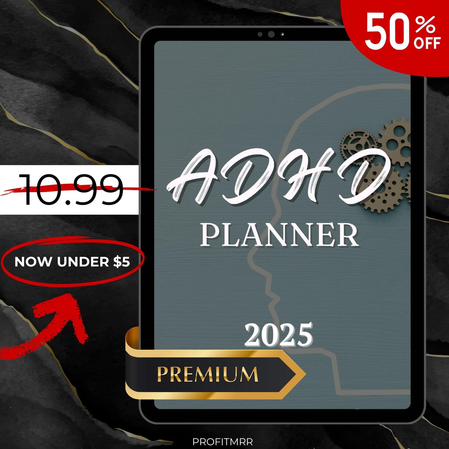 ADHD Planner 2025 PLR & MRR, Canva Templates, Habit Tracker, Budget Tracker,Anxiety Journal,Password Tracker,Assignment Tracker,Plr Planners