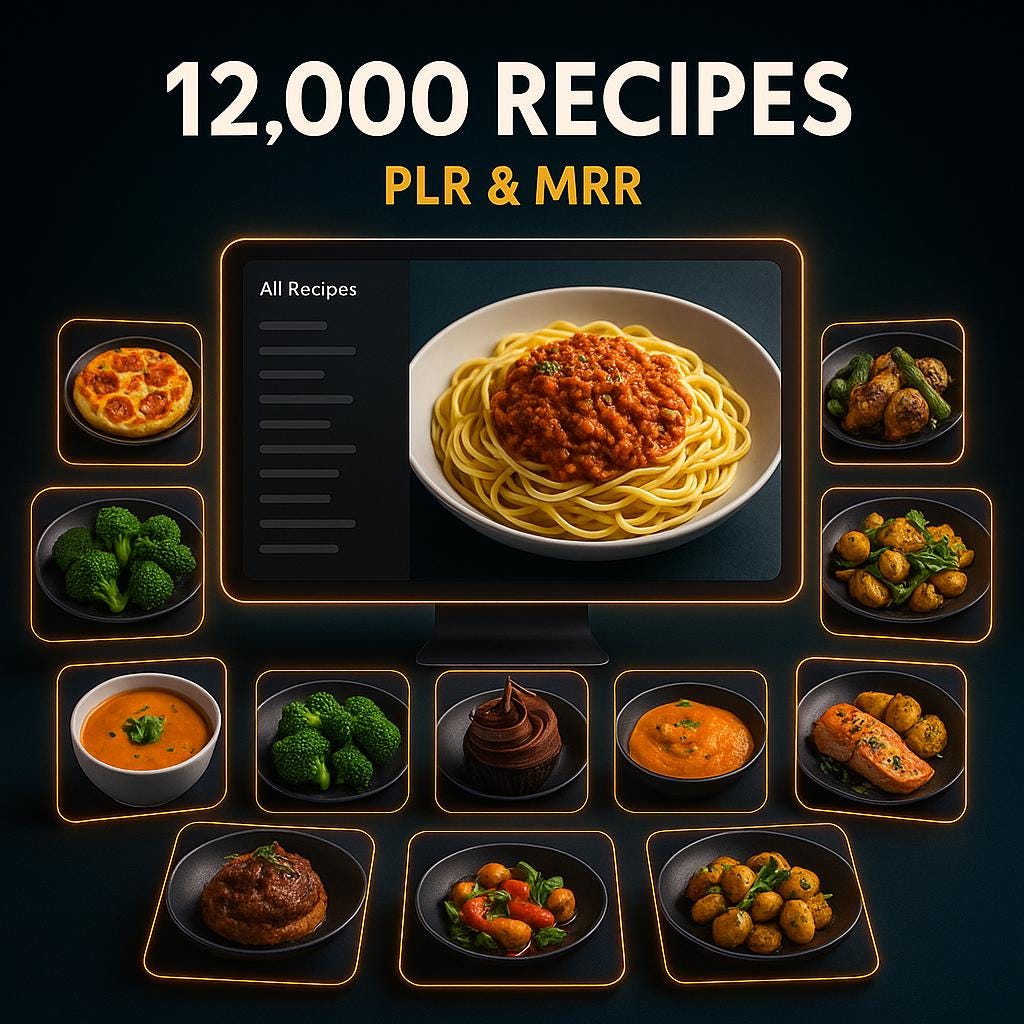 12,000 Recipes PLR MRR, Diabetes Recipes, Fitness Recipes, Bakery Recipe, Keto Recipes, Recipes Book, Food Recipes, Low Carb Recipes Digital
