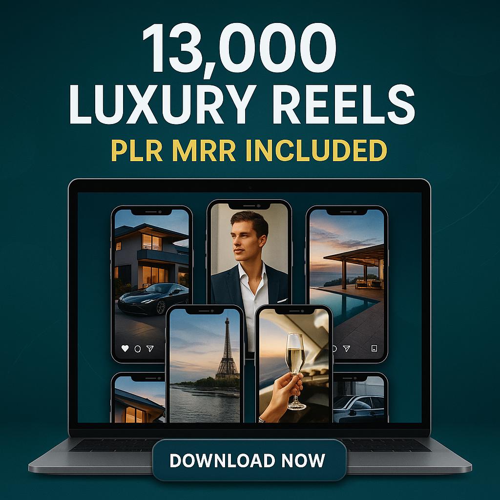 13,000+ Luxury Lifestyle Reels: PLR & MRR, Social Media Content (Digital Download