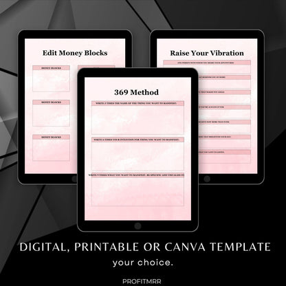 Manifestation Journal PLR & MRR, Plr Canva Templates, Plr Planners, Plr Products Bundle,Plr Bundle Collection,Digital Printable Planners Plr