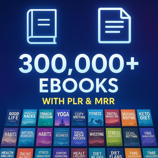 300,000 eBooks Bundle PLR MRR | Resellable Digital Library of Finance, Self Help, Marketing, Health, Business, Passive Income, Plr Products