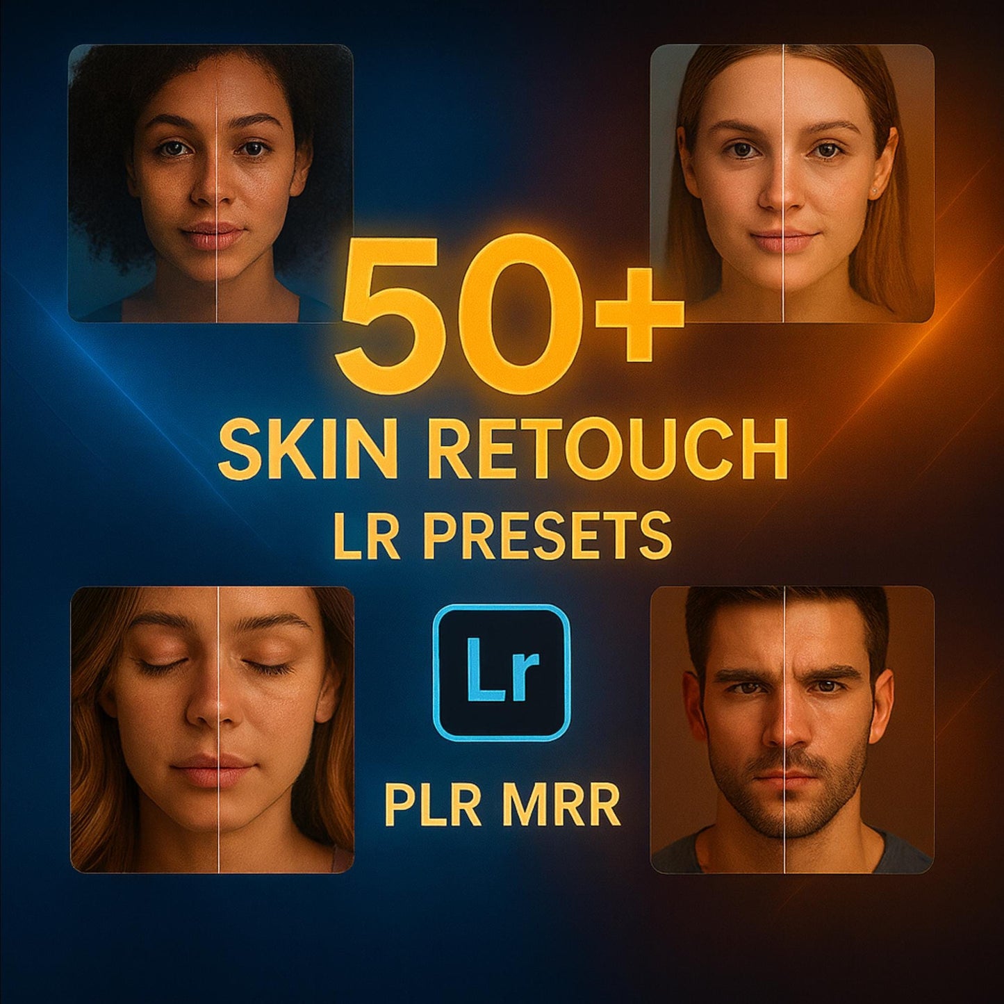 50+ Skin Retouch Lightroom Presets Bundle | Professional Editing Tools | PLR MRR Digital Download for Photographers & Creators