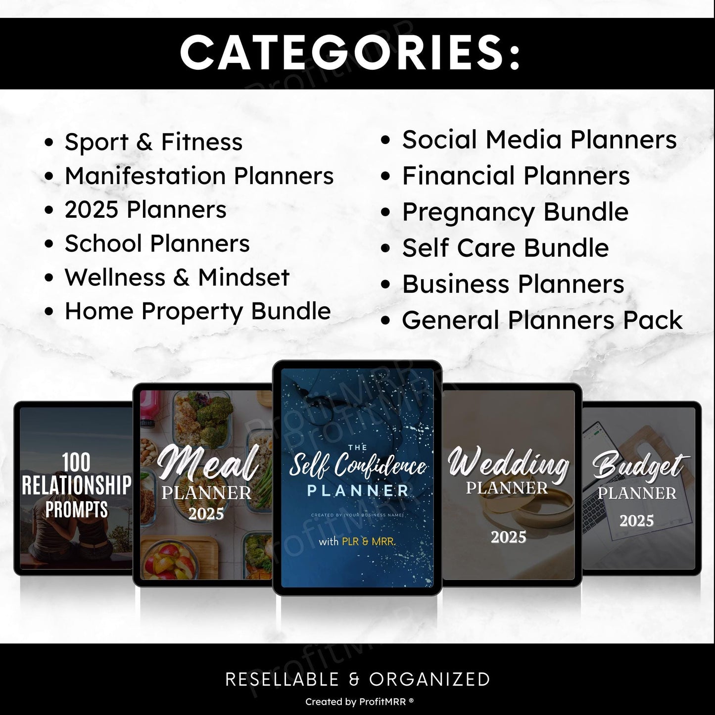 280+ Digital Planners Mega Bundle | PLR MRR Editable Canva Templates for Resell, Organization, Productivity & Business Use, Plr Planners