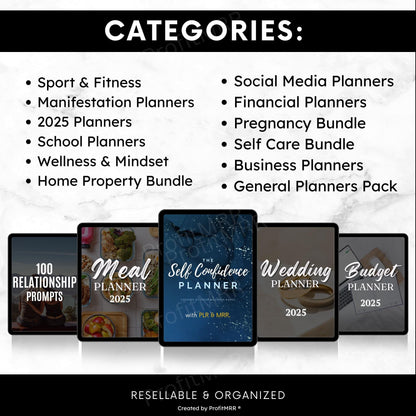 280+ Digital Planners Mega Bundle | PLR MRR Editable Canva Templates for Resell, Organization, Productivity & Business Use, Plr Planners