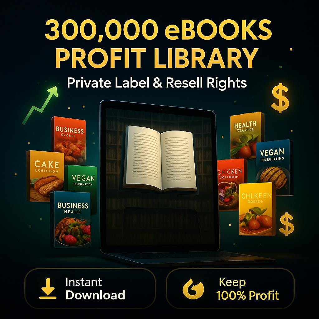 300K eBooks Reseller Empire | PLR & MRR Digital Downloads | Huge eBook Library Vault with Resell Rights | Instant Business mmr plr vault