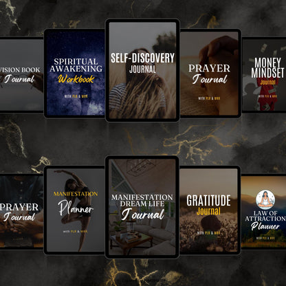 20 Manifestation Planners Bundle | Digital Law of Attraction Journals | Editable Canva Templates | PLR MRR Resell & Rebrand