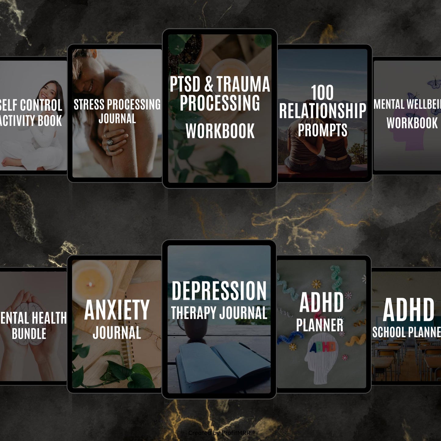 14 Wellness & Mindset Planners Bundle PLR MRR | Mrr Digital Grief Journal Plr |  Digital Self-Care Journals | Editable Canva Templates