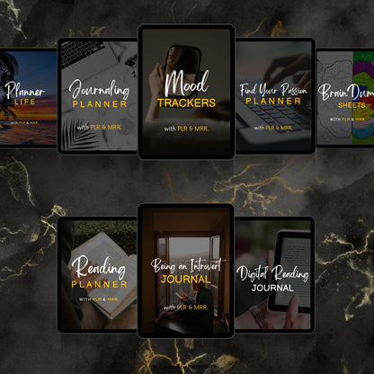 18 Personal Development Planners Bundle PLR MRR, Plr Canva Templates, Resell Rights, Self Care, Goals Habit Tracker, Digital Planners Plr
