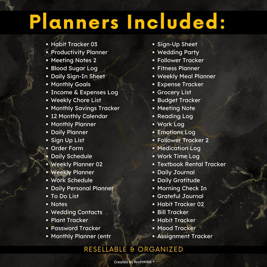 50+ Productivity Trackers Planners Bundle PLR MRR, Digital & Printable Canva Templates, Resell Rights, Habit, Budget, Fitness, Plr Planners