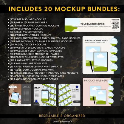 1300+ Etsy Listing Mockup Templates Bundle PLR MRR,Plr Canva Templates, Digital Products Mockups, Planners Journals Invitations Flyers Cards