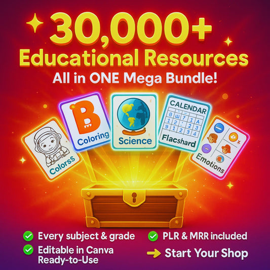 30,000+ Kids Educational Worksheets Bundle PLR MRR | Alphabet, Coloring, Science, Flashcards, Printable Activities for Teachers & Parents