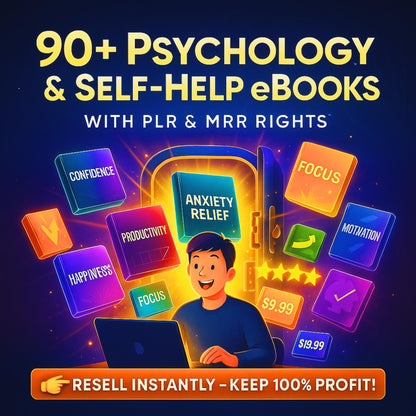 90+ Psychology & Self-Help eBooks Bundle PLR MRR | Mental Health, Personal Growth Mindset Guides | Resell Rights, Plr eBooks, Plr Products