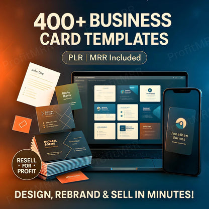 400+ Business Card Templates Bundle PLR MRR | Editable Canva & Photoshop Cards | Digital Resell Rights Pack
