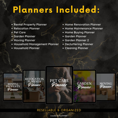 14 Home & Property Planners Bundle | Real Estate, Moving, Garden Household Templates | PLR MRR Editable Canva, Plr Planners Bundle Resell