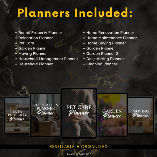 14 Home & Property Planners Bundle | Real Estate, Moving, Garden Household Templates | PLR MRR Editable Canva, Plr Planners Bundle Resell