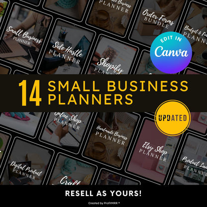 14 Small Business Planners Bundle PLR MRR, Plr Planners, Plr Canva Templates, Mrr Products, Plr Products, Etsy Shopify Planners, Budget Plan
