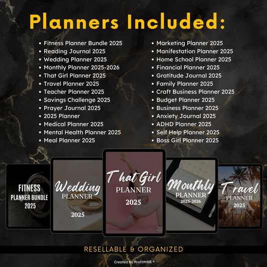 20 Dated 2025 Planners PLR MRR, Plr Bundle, Plr Products, Plr Planners, Plr Canva Templates, Resell Rights Journals Trackers Digital Product