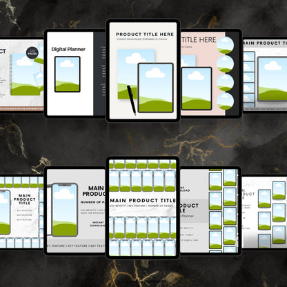 1300+ Etsy Listing Mockup Templates Bundle PLR MRR,Plr Canva Templates, Digital Products Mockups, Planners Journals Invitations Flyers Cards