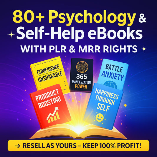 80+ Psychology Self-Help eBooks PLR MRR Bundle | Mental Health, Personal Growth & Mindset Guides | Resell Rights, Plr eBooks, Plr Products