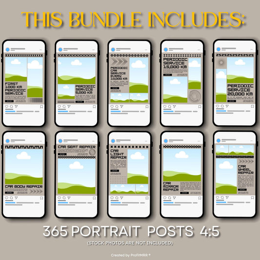 PLR MRR 1100 Mechanic Instagram Templates Bundle Resell Rights | Editable Canva Social Media Kit | Posts, Stories, Highlights | Plr Products