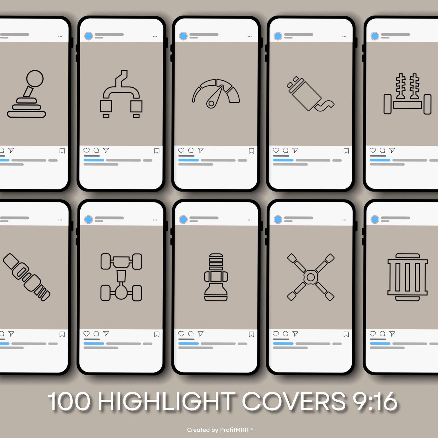 PLR MRR 1100 Mechanic Instagram Templates Bundle Resell Rights | Editable Canva Social Media Kit | Posts, Stories, Highlights | Plr Products